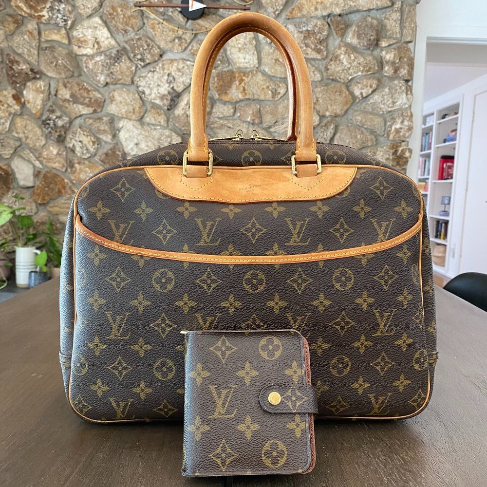 Louis Vuitton Deauville Handbag Tote & Louis Vuitton Compact Zip Wallet